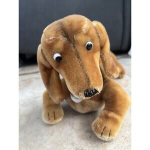 Vintage Steiff Hexie Dachshund Dog Mohair Plush Swivel Head 14” Red Collar 1950s